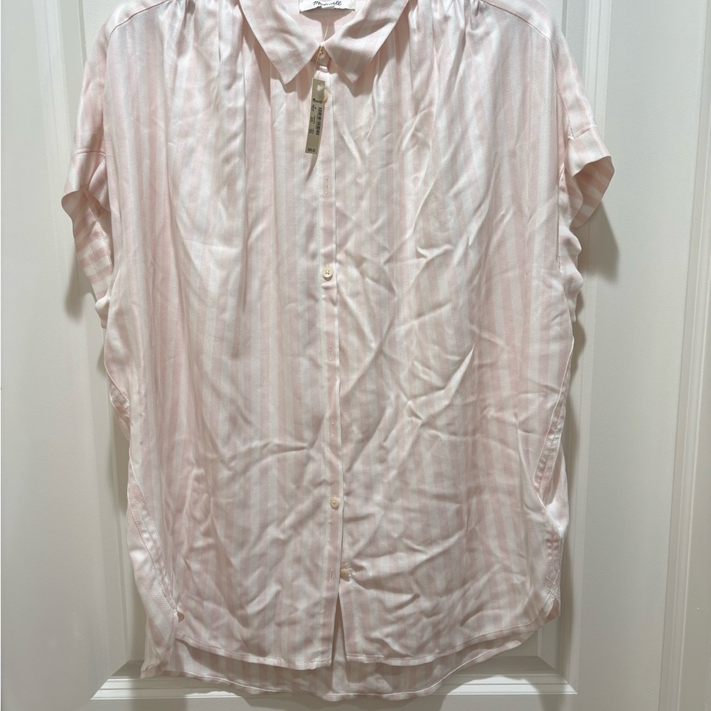 Madewell Light Pink Striped Casual Shirt